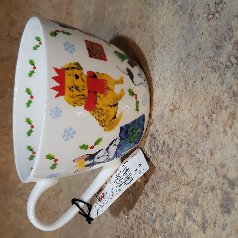 English Porcelain lets pawty Christmas Mug NWT